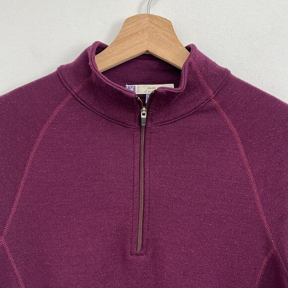 Ibex Merino Wool Quarter Zip Mock Neck Sweater Branded Sleeve Hiking - Large - Picture 5 of 12